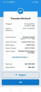 Bukti deposit ke broker yang teraffiliasi dengan perusahaan kami